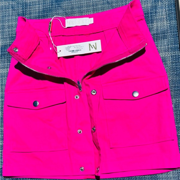 Meshki mini skirt from denim. Pink color. - Picture 3 of 5